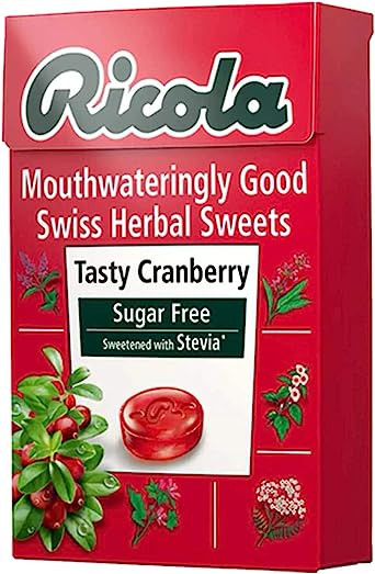 Ricola Testy Cranberry Sugar Free Sweetened with Stevia- 45g (Imported from UK)