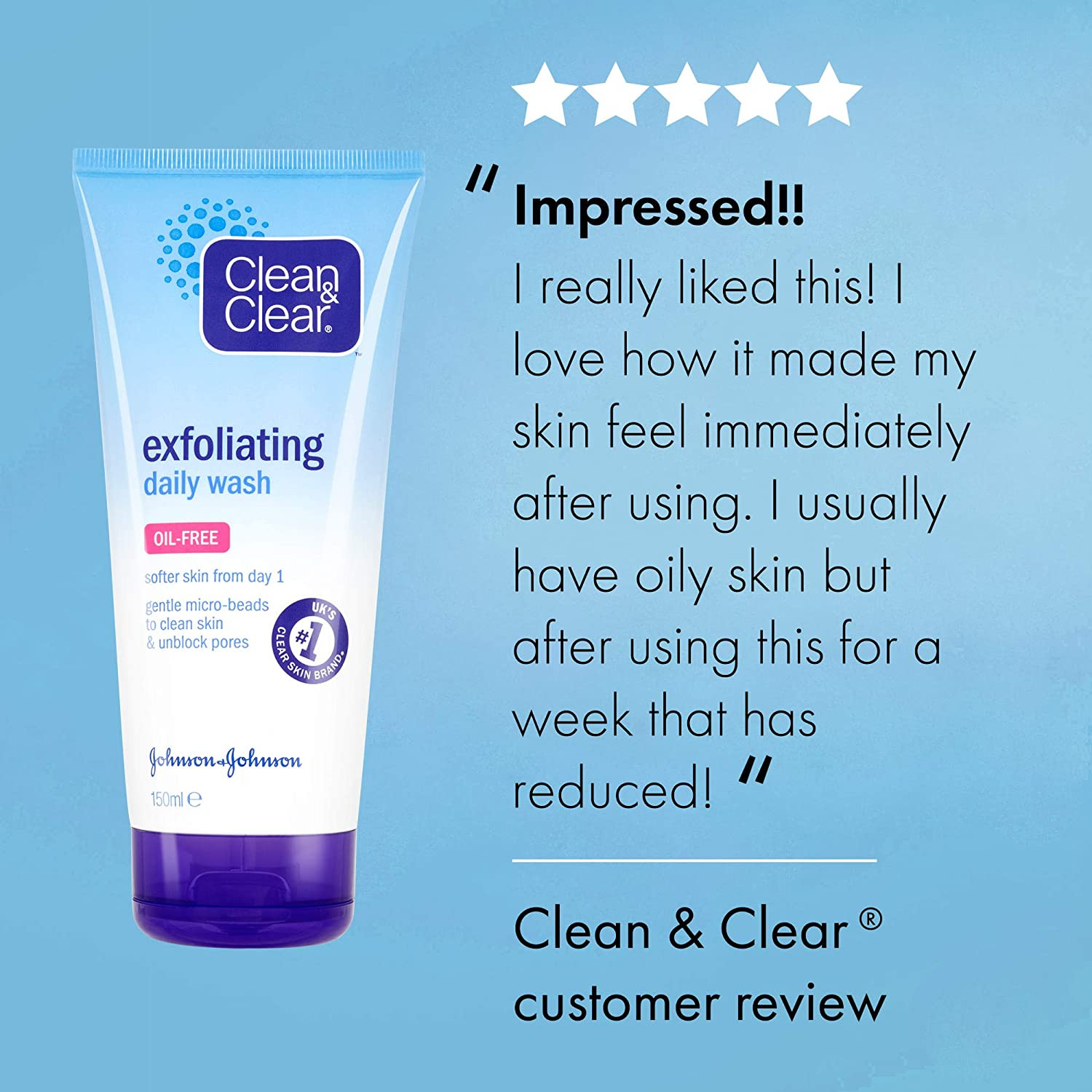 Clean & Clear Exfoliating Oil Free Daily Wash - 150ml (France)