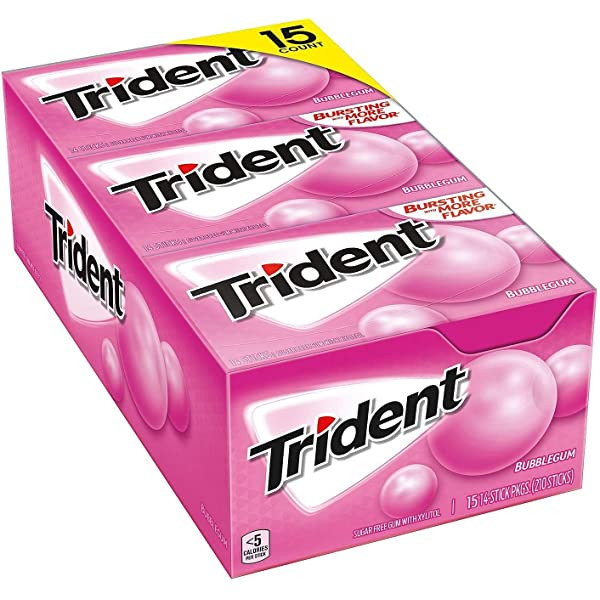 Trident Bubblegum Sugar Free Gum - 14 Sticks (USA)