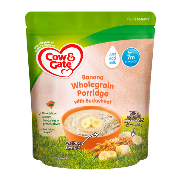 Cow & Gate Banana Wholegrain Porridge Baby Cereal (From 7m) - 200g (U.K)