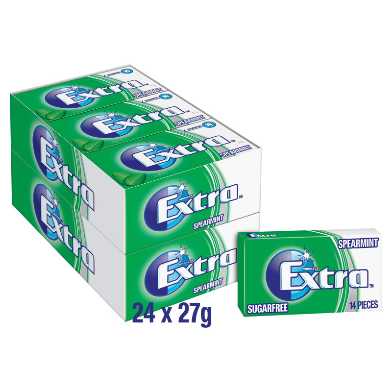 Wrigleys Extra Spearmint Chewing Gum 3 Packs - 37.8g (Imported from UK)