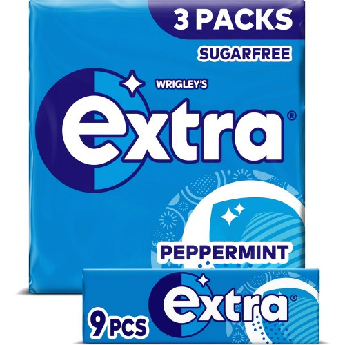 Wrigleys Extra Peppermint Chewing Gum 3 Packs - 37.8g (Imported from UK)