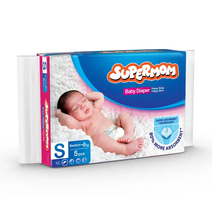Supermom Baby Diaper- Small (Newborn-8) Kg - 5 Pcs