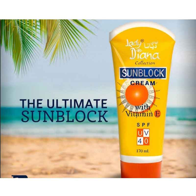 Lady Diana Sunblock Cream With Vitamin E SPF40 - 170ml (UAE)