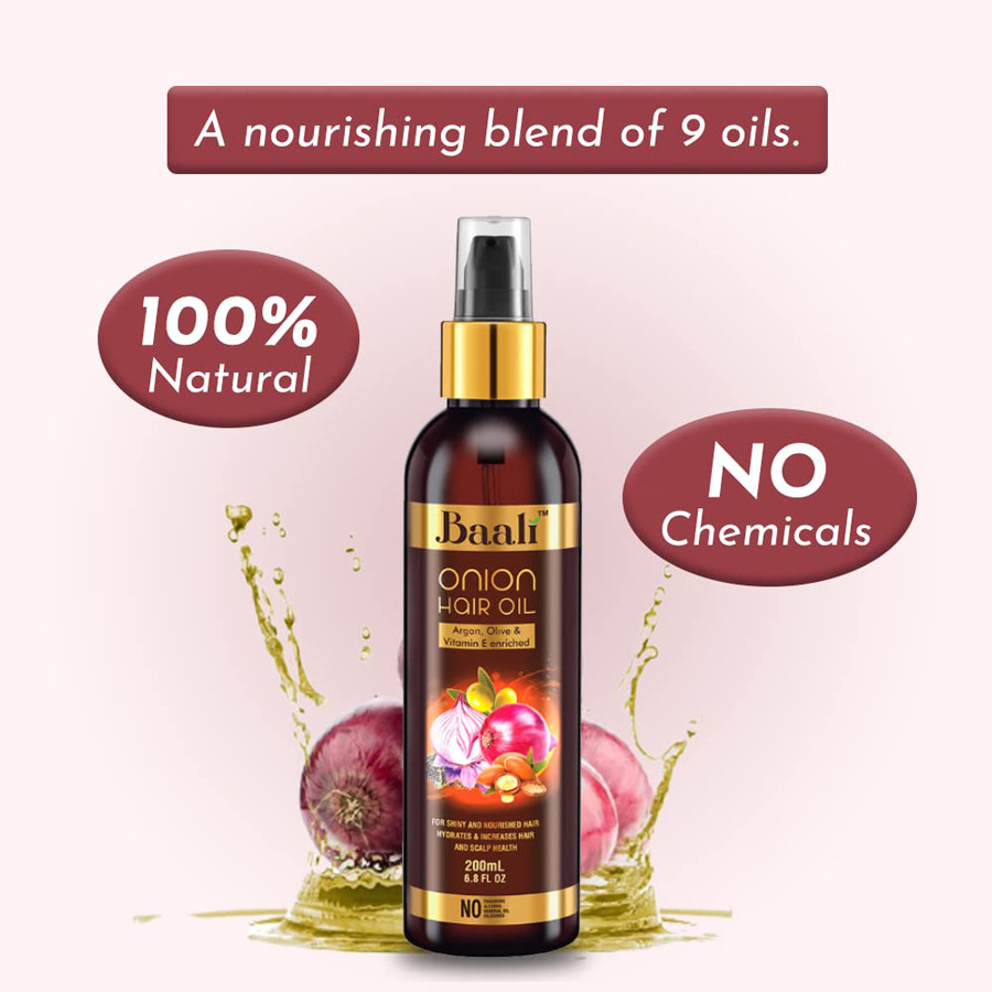 Baali Onion Hair Oil With Argan Olive & Vitamin E - 200ml (India)