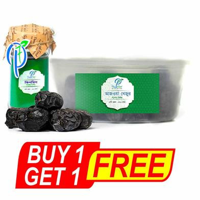 BUY 1 Panash Food ‍Ajwa Khejur 500gm GET 1 Kismis 100gm FREE